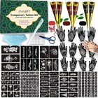 191 Pcs Temporary Tattoo Stencils Kit With 6 Colorful Ink Cones - Body Art Suppl