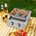Bbq Tabletop Portable 2 Burner Gas Grill Camping Griddle Picnic Outdoor Grill