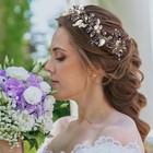 Bridal Baroque Crystal Headpiece Wedding Rhinestone Silver Leaf Hair Vine Acc