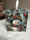 Christmas Snowman Tissue Box Cover Holder 5 1 x5 1 x5 5  Square Pu Leather Ti   