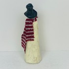Snowman Couple Figurine Resin Rustic Winter Christmas Decor Cream Red Black 8 5 