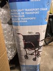 Medline Ultralight Transport Chair With Permanent Armrest  300lb Capacity Red 19