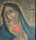 Antique 1850   s Spanish Colonial Hand Painted Retablo Of The Sorrowful Mother 
