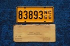 1966 North Carolina Motorcycle License Plate With Matching Number Envelope
