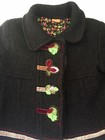 Mini Mode Boiled Wool Dressy Coat Infant Sz 9-12 Mos Floral Applique Lined Brown