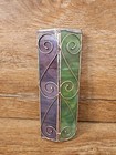 Vtg 90 s Stained Art Glass Green purple 6 1 2  Rod Kaleidoscope  read 