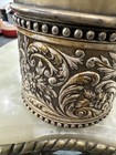 A f  Burbank Silverplate Powder Jar Trinket Box Rococo Repousse Vanity Mcm 3   