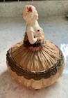 Pin Cushion Half Doll  Hand Painted  Porcelain  Satin  Lace  Rare
