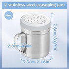 2 Pcs 6oz Stainless Steel Salt And Pepper Shakers Seasoning Jar With Handle