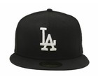 New Era 59fifty Men Women Cap Basic Los Angeles Dodgers Black White Fitted Hat