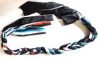 Braid-in Horse Tail Bag Durable Long With Drawstring Top  teal And Black 