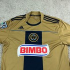 Philadelphia Union Jersey Mens Large Gold Blue Adidas Mls Performance Soccer