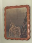 Vintage 1984 Sue Dawe Unicorn Waterfall Wooden Lacquer Wall Hanging