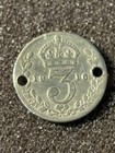 1916 Threepence England Coin 3 Pence  925 Silver Great Britain Coin As Is Holed