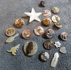 21 Vintage Mop Mother Of Pearl   Metal Realistic Buttuns Birds Star Objects