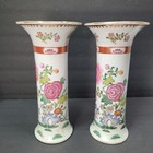 Pair Of Antique Chinese Beaker Vases Ya Wan Cang Porcelain 