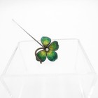 Antique Hand Painted Enamel 4 Leaf Clover Hatpin Hat Pin