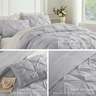 Silver Gray Cal King Comforter Set  3pc Modern Pinch Pleat  Soft Down Alterna   