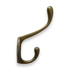 Vintage Brass Front Mount Double Coat   Hat Hook 4-1 4  Tall 3-1 4  Deep