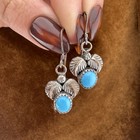 Vintage Signed Southwestern Sterling Silver Turquoise Dangle Earrings