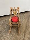 Vintage Folk Art Wooden Clothespin Rocking Chair Sewing Pin Cushion Handmade