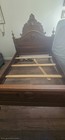 Antique Renaissance Revival Carved Walnut Full Size Bed  circa 1893 
