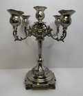 Antique Candelabra French Silver Plated  Victorian Intricate Floral Scroll