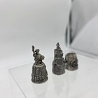 Miniature Pewter Landmark Thimbles Lot Of 3 Statue Of Liberty Castle Souvenir