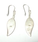 Artisan Made Sterling Silver 925   Enamel Leaf Shape Dangle Earrings