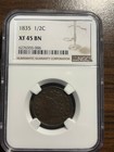 1835-p Classic Head Half Cent 1 2c Ngc Extra Fine 45 Xf 45