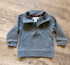 Ralph Lauren Gray Cotton Knit 1 4 Zip Mock Neck Logo Sweater Size 6 Months