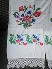 Traditional Ukrainian Towel Rushnyk  Runner Embroidered Poppies Crocheted Lace