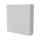 6 Doors Wardrobe Wooden Armoire Closet 2 Drawers Storage Cabinet Cloth Organizer