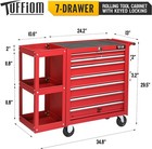 Heavy Duty 7-drawer Rolling Tool Chest Tool Box With Lock   Key   Side Shelves
