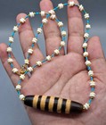 Old Indo Tibetan Himalayan Dzi Agate Bead Amulet Necklace Beads
