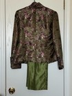 Custom Western Showmanship Outfit Women   s Green Floral Rhinestone Coat   Pants