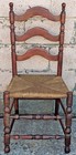 Antique Distressed Wooden Rush Woven Rattan Ladderback Dining Accent Chair Seat