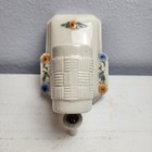 Vintage 30s Ceramic Art Deco Wall Sconce Light Fixture Floral Pull Chain Cottage
