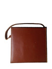 Vintage Leather Travel Bar Flask Set 3 Glass Bottles Bourbon Gin Scotch Mid Cent