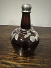 Vintage Or Antique Silver Overlay Glass Decanter Or Bottle