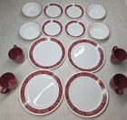 Corelle Livingware Bandhani 16-piece Dinnerware Set Red White
