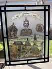 Vintage Stained Glass Christianity Aachen Cathedral Window Panel  10 1 4  X 13 