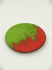Vintage Enamel Copper Plate Dish Green Red Abstract Mid Century Modern Art Decor