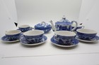 Vintage Made In Japan Blue Willow 16-pc Child s Tea Set Teapot Tureen Cup Saucer