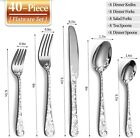 40 Piece Silverware Set  Stainless Steel Flatware Cutlery Set Service For 8
