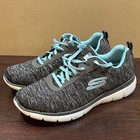 Skechers Sz 8 Wide Fit Womens Flex Appeal Shoes Black Gray Blue B13067w Sneakers