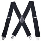 Mens Braces Suspenders Black X-shape Heavy Duty Biker Snowboard Trousers Wide 2 