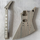 Diy 6 String Explorer Electric Guitar Kit Zebrawood Body Bk Part Set Neck Solid