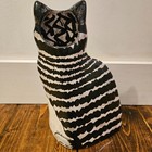 Vintage Nina Lyman Black White Cat Tall Ceramic Vase 11  2001