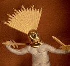 Rare One Of A Kind Small Detailed Bird Dancer Gold Plated  Stone  Turquoise Base